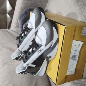 Fendi Flow Sneakers with green and gray trim size 9